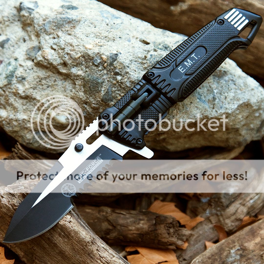 8.5" TAC FORCE EMT SPRING ASSISTED TACTICAL KNIFE w/ LED LIGHT Pocket